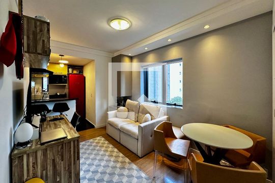 Sala de apartamento à venda com 1 quarto, 34m² em Brooklin Novo, São Paulo