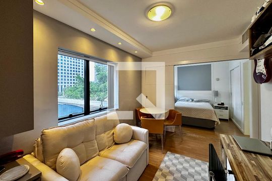 Sala de apartamento à venda com 1 quarto, 34m² em Brooklin Novo, São Paulo
