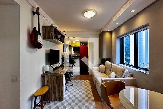 Sala de apartamento à venda com 1 quarto, 34m² em Brooklin Novo, São Paulo