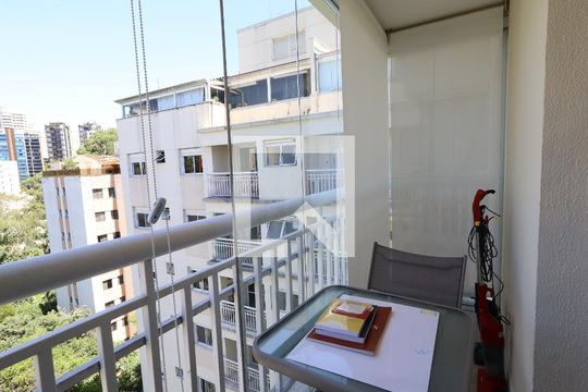 Varanda da Sala de apartamento à venda com 1 quarto, 66m² em Panamby, São Paulo