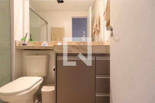 Banheiro  de apartamento para alugar com 2 quartos, 57m² em Residencial E Comercial Palmares, Ribeirão Preto