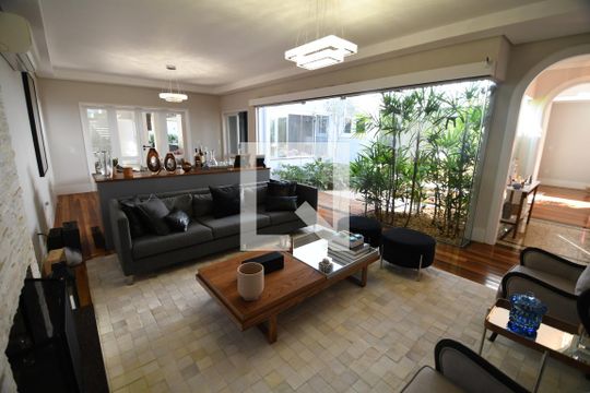 Sala de casa de condomínio para alugar com 4 quartos, 398m² em Vila Hollândia, Campinas