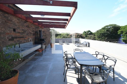 Área comum - Churrasqueira de kitnet/studio para alugar com 1 quarto, 17m² em Cidade Universitária, Campinas