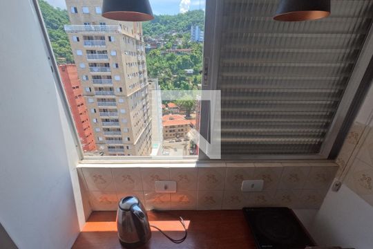 Cozinha Americana de apartamento para alugar com 1 quarto, 25m² em Itararé, Santos