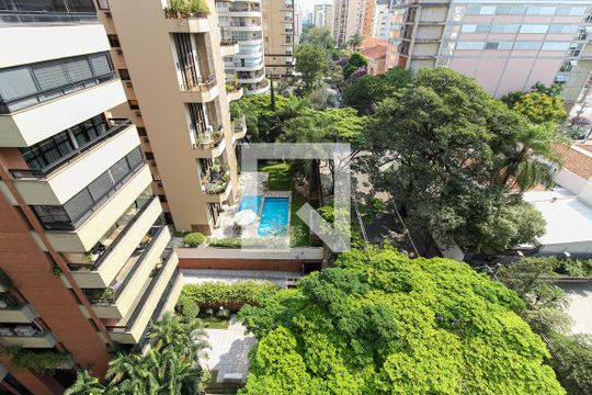 Vista da Sacada de kitnet/studio à venda com 1 quarto, 21m² em Indianópolis, São Paulo