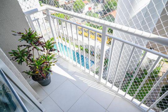 Varanda da Sala de apartamento à venda com 2 quartos, 40m² em Vila Água Funda, São Paulo