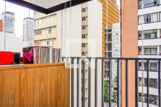 Varanda da Sala de apartamento à venda com 1 quarto, 58m² em Pinheiros, São Paulo