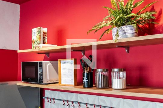 Cozinha de apartamento para alugar com 1 quarto, 30m² em Centro Histórico de São Paulo, São Paulo