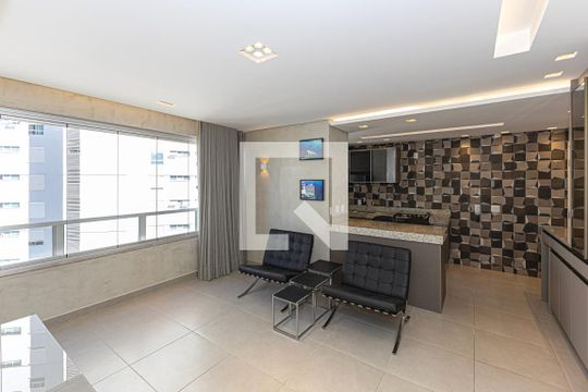 Sala de apartamento para alugar com 1 quarto, 48m² em Vila da Serra, Nova Lima