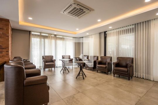 Área comum - Salão de festas de apartamento à venda com 1 quarto, 50m² em Jardim do Salso, Porto Alegre