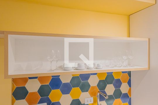 Cozinha de kitnet/studio para alugar com 1 quarto, 27m² em Jardim Paulista, São Paulo