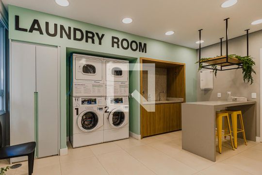 Área comum - Lavanderia de kitnet/studio para alugar com 1 quarto, 27m² em Jardim Paulista, São Paulo