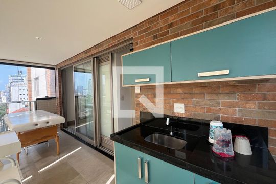 Varanda gourmet de apartamento para alugar com 1 quarto, 65m² em Aparecida, Santos