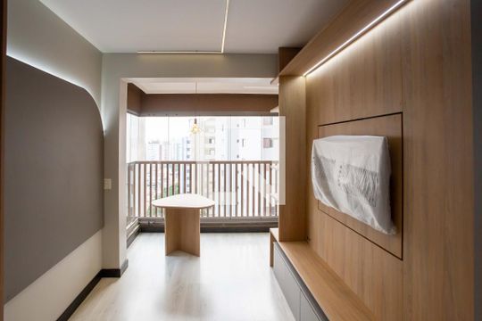 Sala/Cozinha de kitnet/studio para alugar com 1 quarto, 33m² em Vila Gumercindo, São Paulo