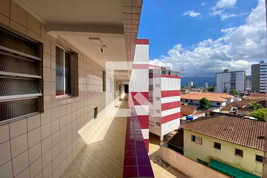 Fachada do bloco de apartamento para alugar com 1 quarto, 52m² em Nova Mirim, Praia Grande