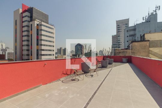 Área comum - Solarium de apartamento para alugar com 1 quarto, 25m² em Higienópolis, São Paulo