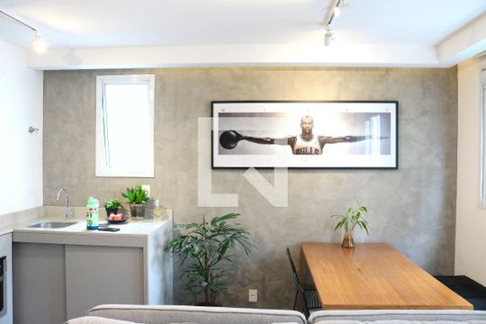 Sala de estar de apartamento à venda com 1 quarto, 34m² em Jardim Taquaral, São Paulo
