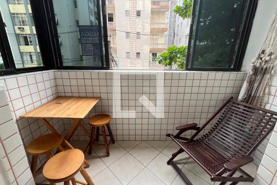 Varanda do Quarto de apartamento para alugar com 1 quarto, 40m² em Boqueirão, Santos