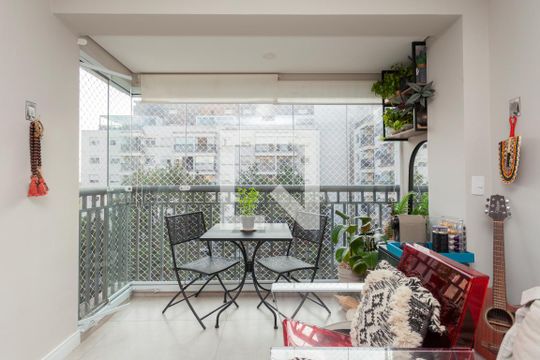 Varanda da Sala de apartamento à venda com 1 quarto, 40m² em Vila Castelo, São Paulo