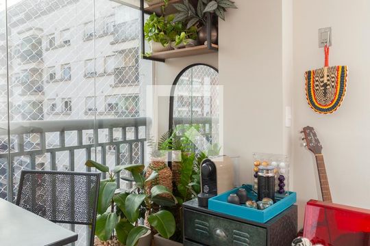 Varanda da Sala de apartamento à venda com 1 quarto, 40m² em Vila Castelo, São Paulo
