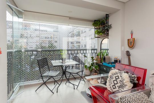 Varanda da Sala de apartamento para alugar com 1 quarto, 40m² em Vila Castelo, São Paulo