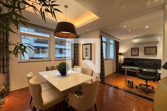 Sala de jantar de apartamento para alugar com 1 quarto, 85m² em Copacabana, Rio de Janeiro