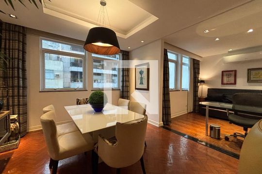 Sala de jantar de apartamento para alugar com 1 quarto, 85m² em Copacabana, Rio de Janeiro