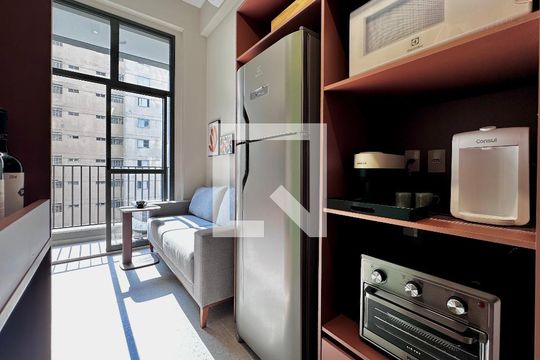 Cozinha de apartamento à venda com 1 quarto, 34m² em Santo Amaro, São Paulo
