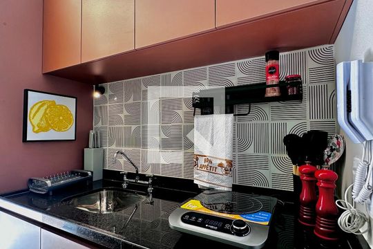 Cozinha de apartamento à venda com 1 quarto, 34m² em Santo Amaro, São Paulo