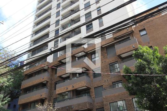 Fachada do Prédio de kitnet/studio para alugar com 1 quarto, 27m² em Indianópolis, São Paulo