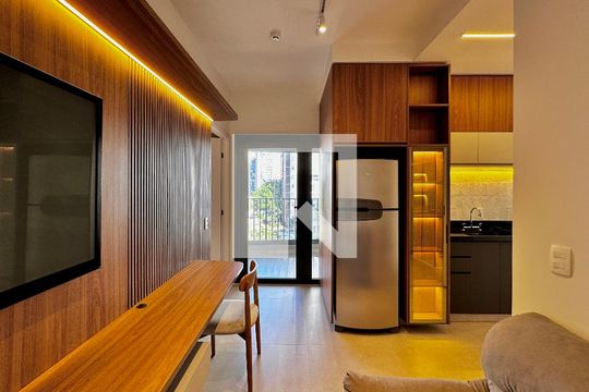 Sala de apartamento para alugar com 1 quarto, 53m² em Jardim das Acacias, São Paulo