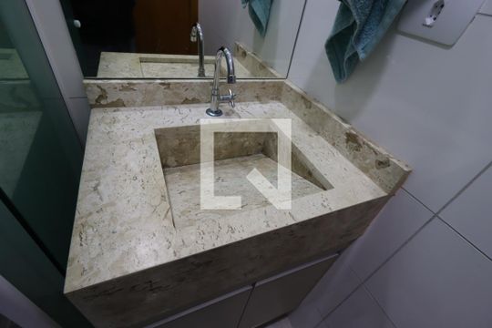 Banheiro da Suíte - Pia de apartamento à venda com 2 quartos, 59m² em Campestre, Santo André