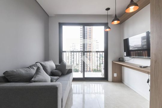 Sala/Cozinha de apartamento para alugar com 1 quarto, 26m² em Campo Belo, São Paulo