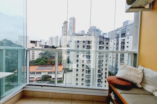 Varanda da Sala de apartamento à venda com 1 quarto, 41m² em Vila Andrade, São Paulo