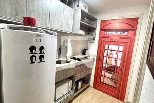 Cozinha de apartamento para alugar com 1 quarto, 29m² em Centro Histórico, Porto Alegre