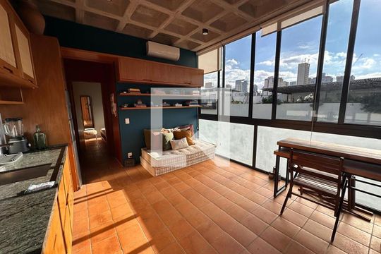 Sala / Cozinha de apartamento para alugar com 1 quarto, 35m² em Brooklin, São Paulo