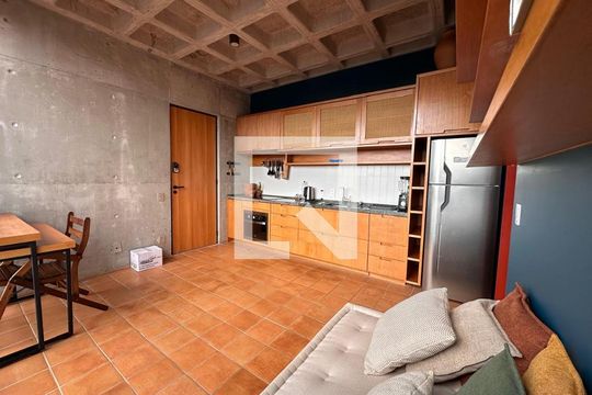 Sala / Cozinha de apartamento para alugar com 1 quarto, 35m² em Brooklin, São Paulo