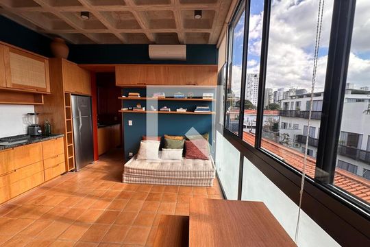 Sala de apartamento para alugar com 1 quarto, 35m² em Brooklin, São Paulo