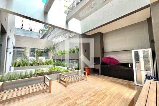 Área comum - Churrasqueira de kitnet/studio para alugar com 1 quarto, 26m² em Vila Clementino, São Paulo
