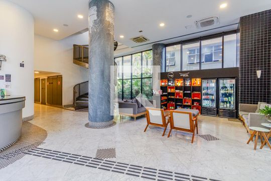 Área comum - Lobby de kitnet/studio à venda com 1 quarto, 26m² em Jardins, São Paulo