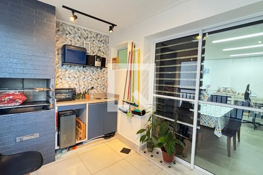 Varanda de apartamento à venda com 3 quartos, 97m² em Vila Scarpelli, Santo André
