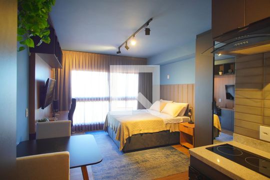 Quarto - Sala de kitnet/studio para alugar com 1 quarto, 28m² em Petrópolis, Porto Alegre