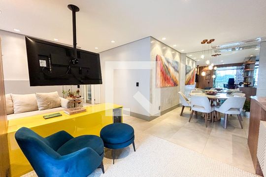 Sala de estar/Sala de Jantar de apartamento à venda com 2 quartos, 84m² em Santo Amaro, São Paulo