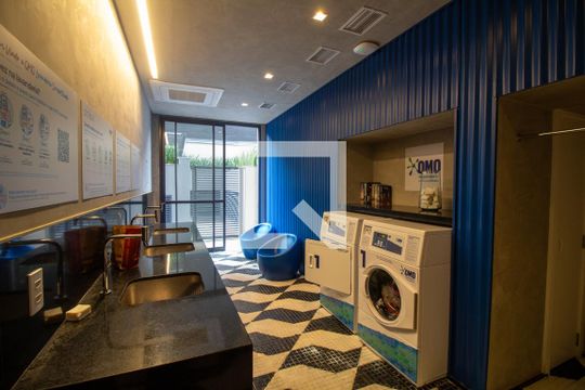 Área comum - Lavanderia de kitnet/studio para alugar com 1 quarto, 25m² em Brooklin, São Paulo