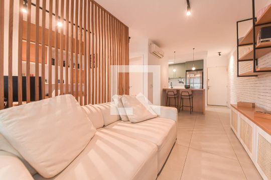 Sala de apartamento para alugar com 1 quarto, 59m² em Brooklin, São Paulo