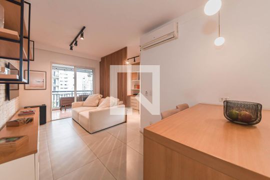 Sala de apartamento para alugar com 1 quarto, 59m² em Brooklin, São Paulo
