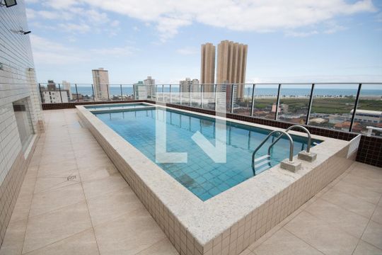 Área comum - Piscina de apartamento para alugar com 1 quarto, 45m² em Nova Mirim, Praia Grande