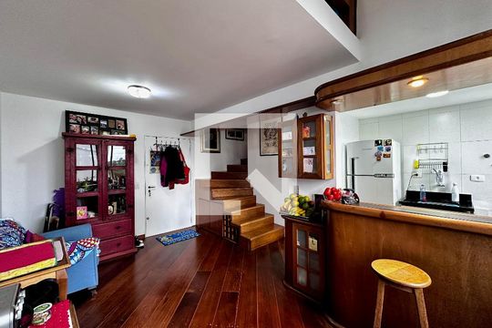 Sala de apartamento à venda com 1 quarto, 50m² em Brooklin, São Paulo