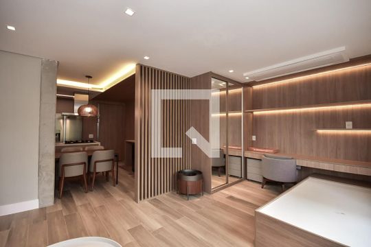 Sala de apartamento para alugar com 1 quarto, 70m² em Panamby, São Paulo