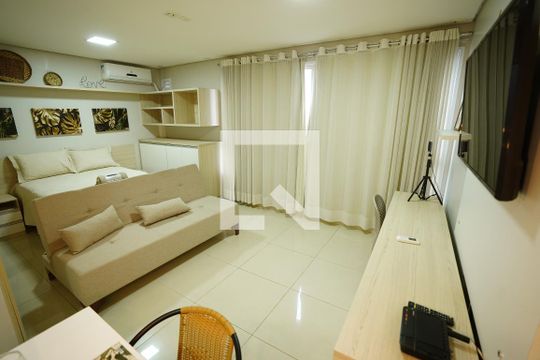 Sala/cozinha de apartamento à venda com 1 quarto, 46m² em Setor Bueno, Goiânia